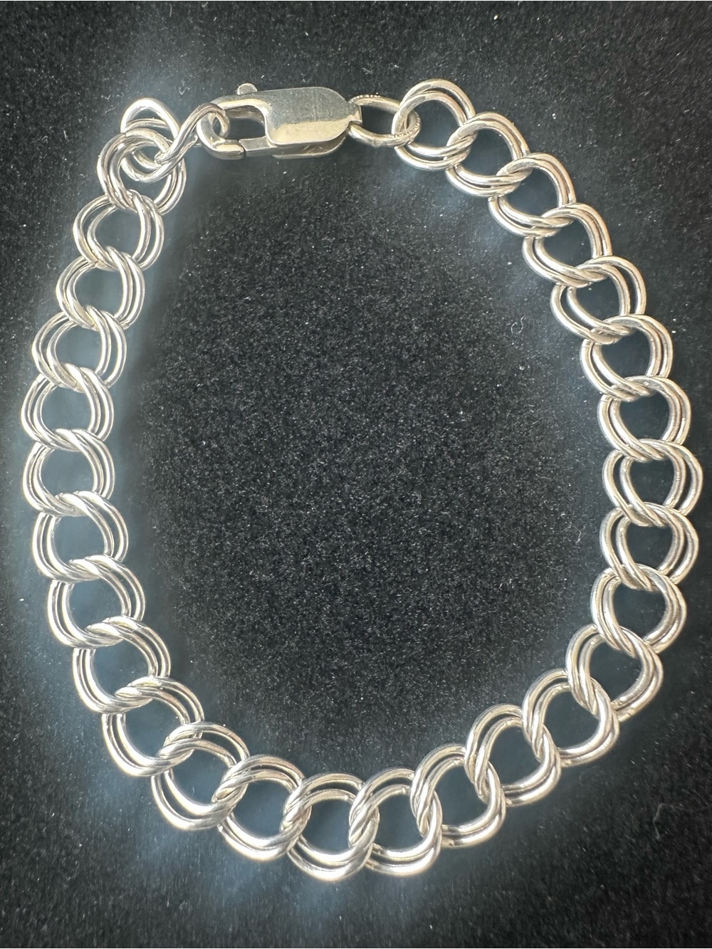 VINTAGE 925 Silver 8 Inch Double Link Charm Bracelet